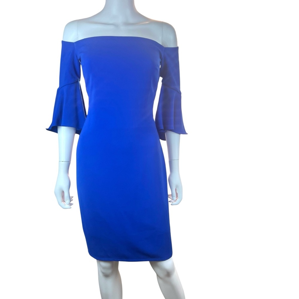 Laundry by Shelli Segal Vibrant Blue Off the Shoulder Sheath Dress Size 2 NWT